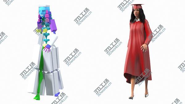 images/goods_img/20210312/Light Skin Graduation Gown Woman Rigged 3D model/4.jpg